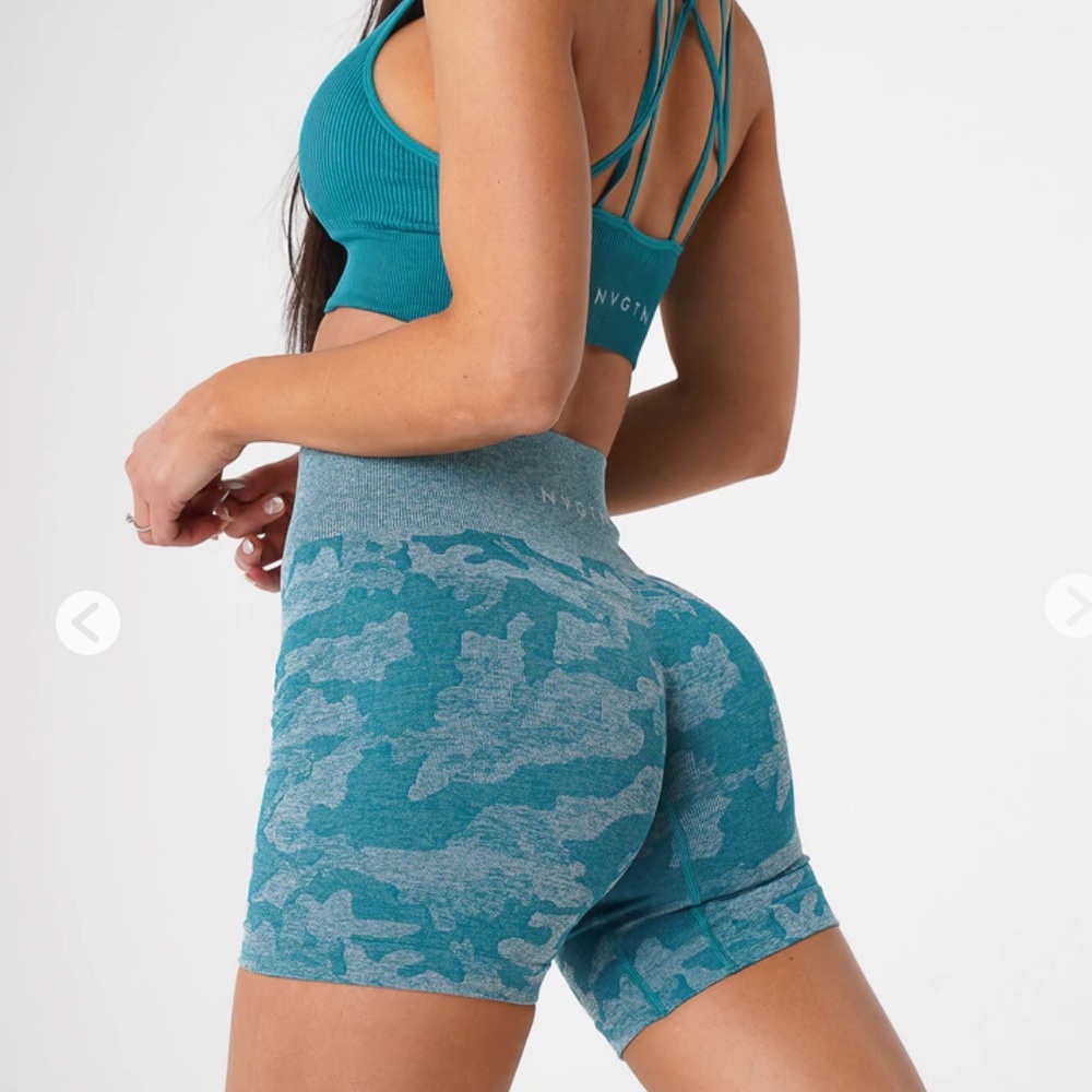 NVGTN camo shorts in Teal blue